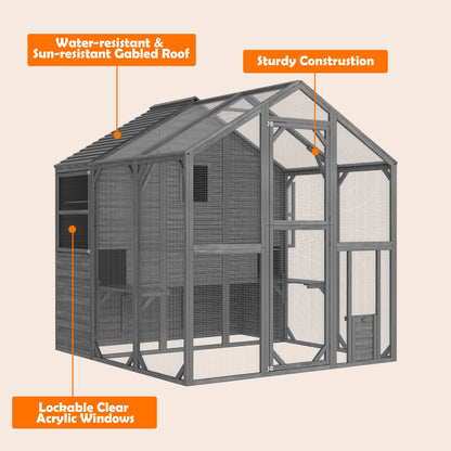 Grand enclos extérieur pour chat avec couvercle et conception à plusieurs niveaux