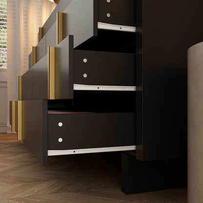Commode moderne à 8 tiroirs avec détails dorés – Solution de rangement élégante pour la chambre