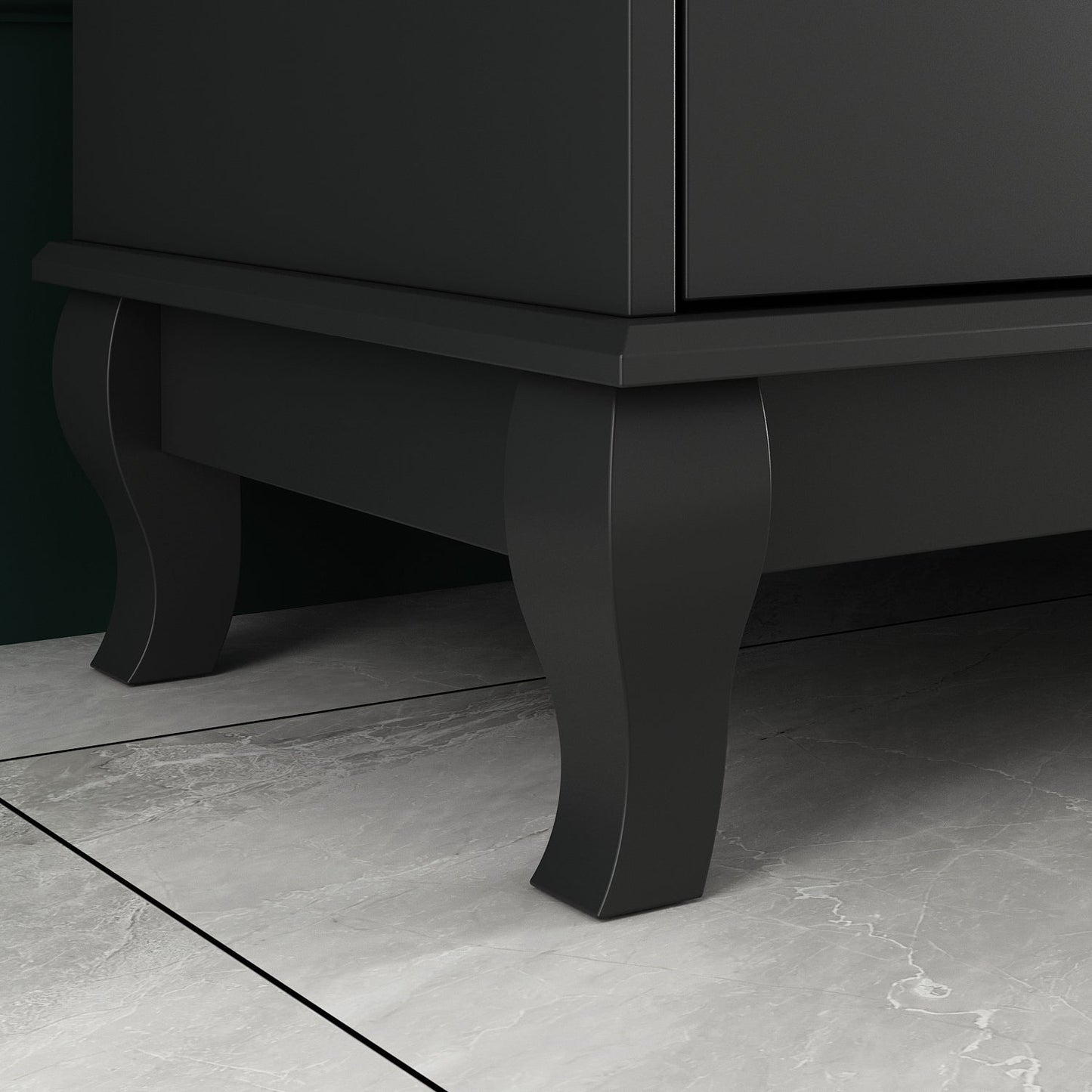 Commode double avec tiroirs et portes à poignées argentées