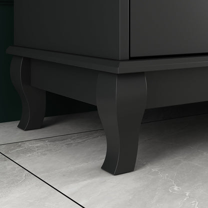 Commode double avec tiroirs et portes à poignées argentées