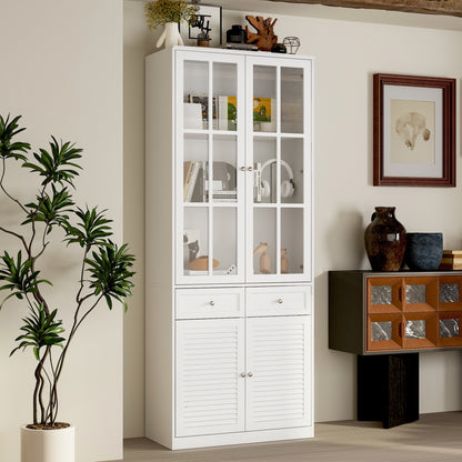 Bibliothèque avec portes vitrées et tiroirs, 78,7 po H x 31,5 po L