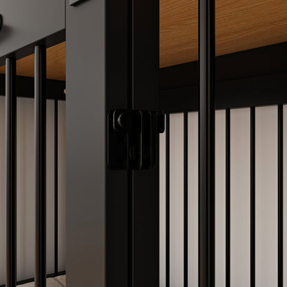 Cage pour chien à porte de grange avec verrou