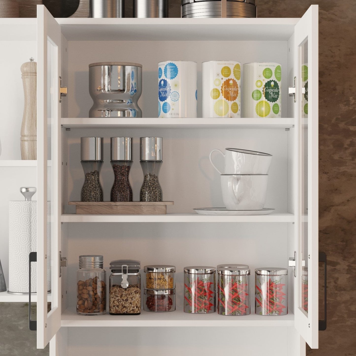 Buffet de cuisine de grande taille (94,5 po) avec garde-manger intégré