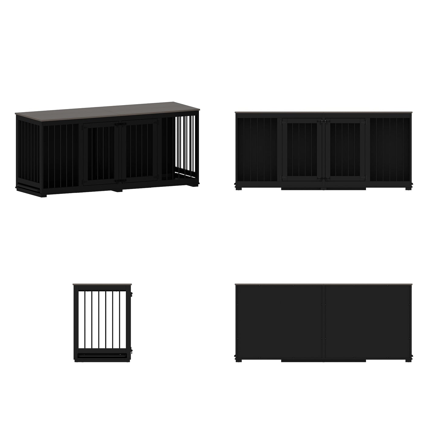 Cage pour animaux de compagnie à double porte de grande taille avec structure renforcée en acier