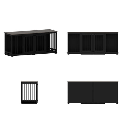 Cage pour animaux de compagnie à double porte de grande taille avec structure renforcée en acier