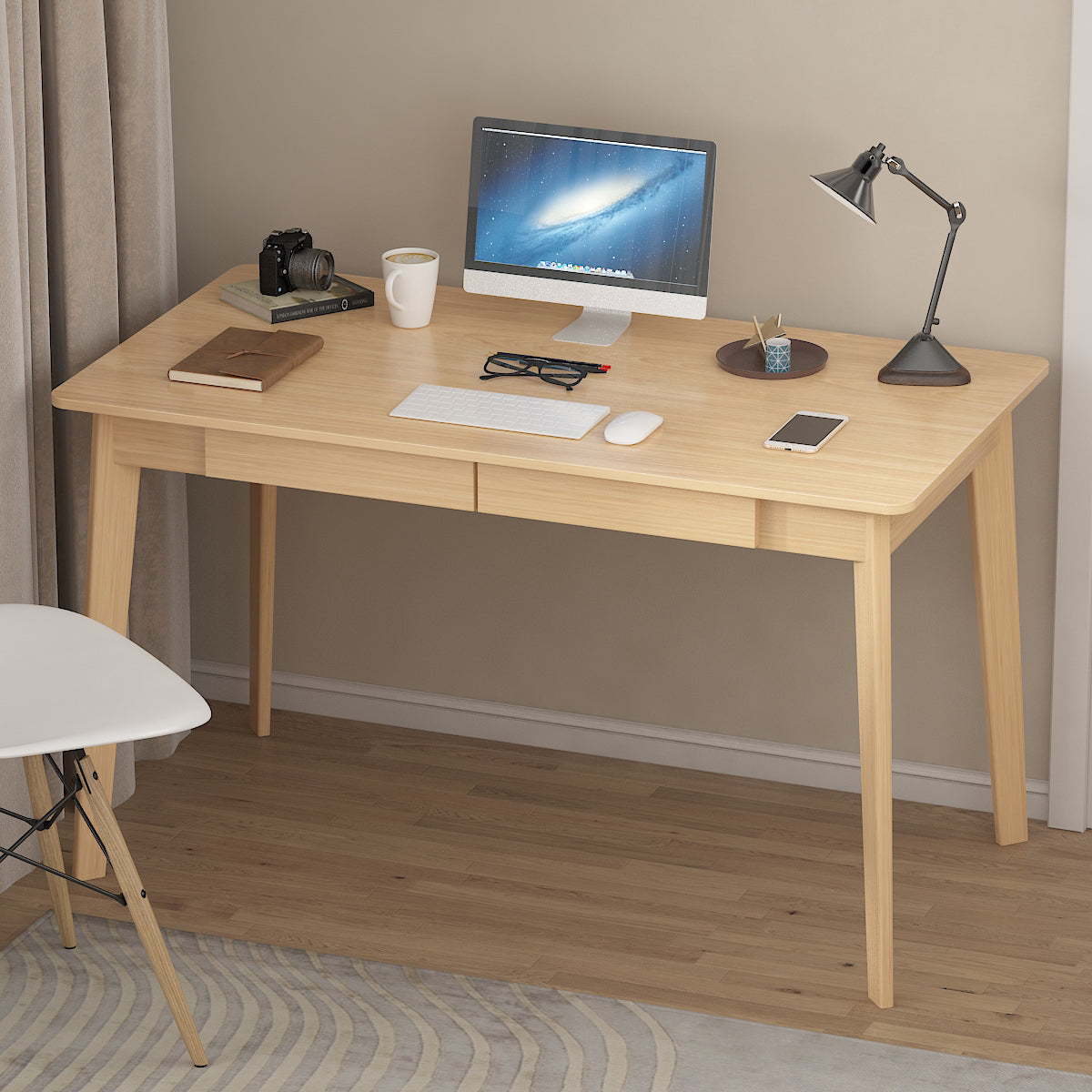 Bureau minimaliste en bois, large et robuste, 47,2 cm de large.