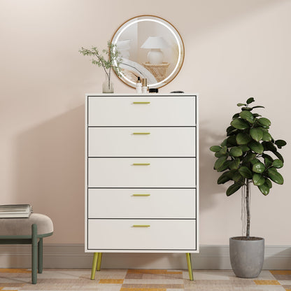 Commode contemporaine polyvalente avec 5 grands tiroirs de rangement 