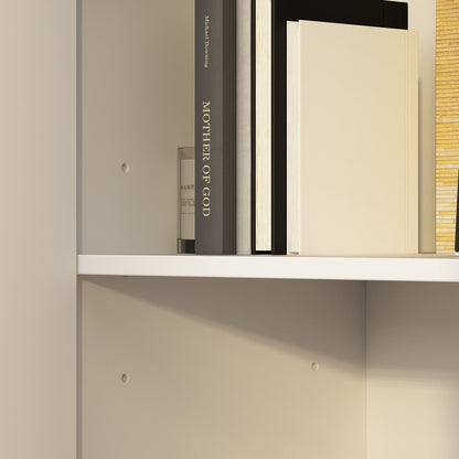 Armoire de rangement blanche à 6 étagères, compartiments réglables et étagère haute