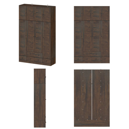 Grande armoire-penderie pour chambre à coucher, meuble de rangement à 4 portes et 5 tiroirs