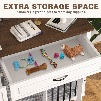 Grande cage en bois pour chien avec 2 tiroirs et séparateurs