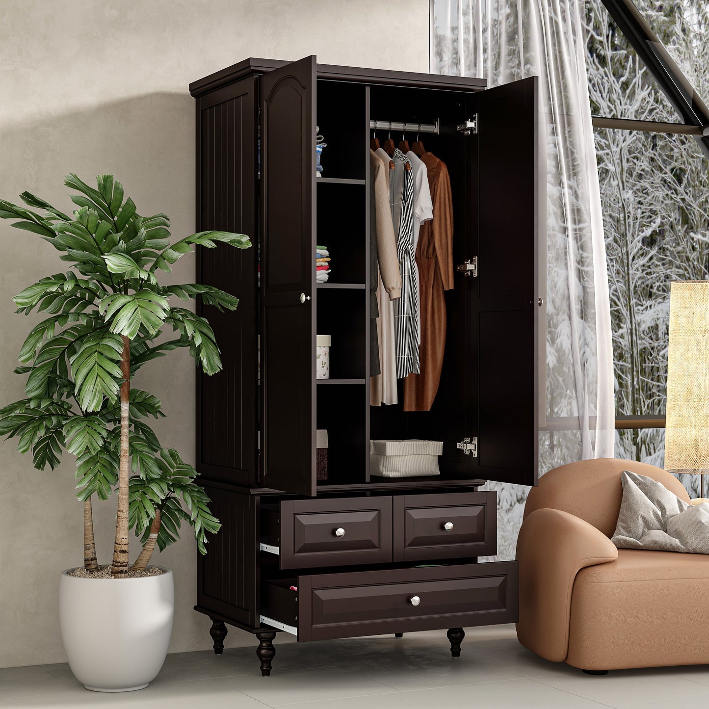 Armoire de rangement blanche pour chambre à coucher avec 3 tiroirs