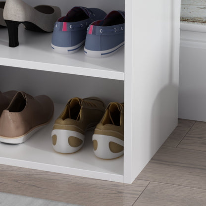 Banc de rangement pour chaussures, étagère à chaussures rembourrée avec 2 compartiments