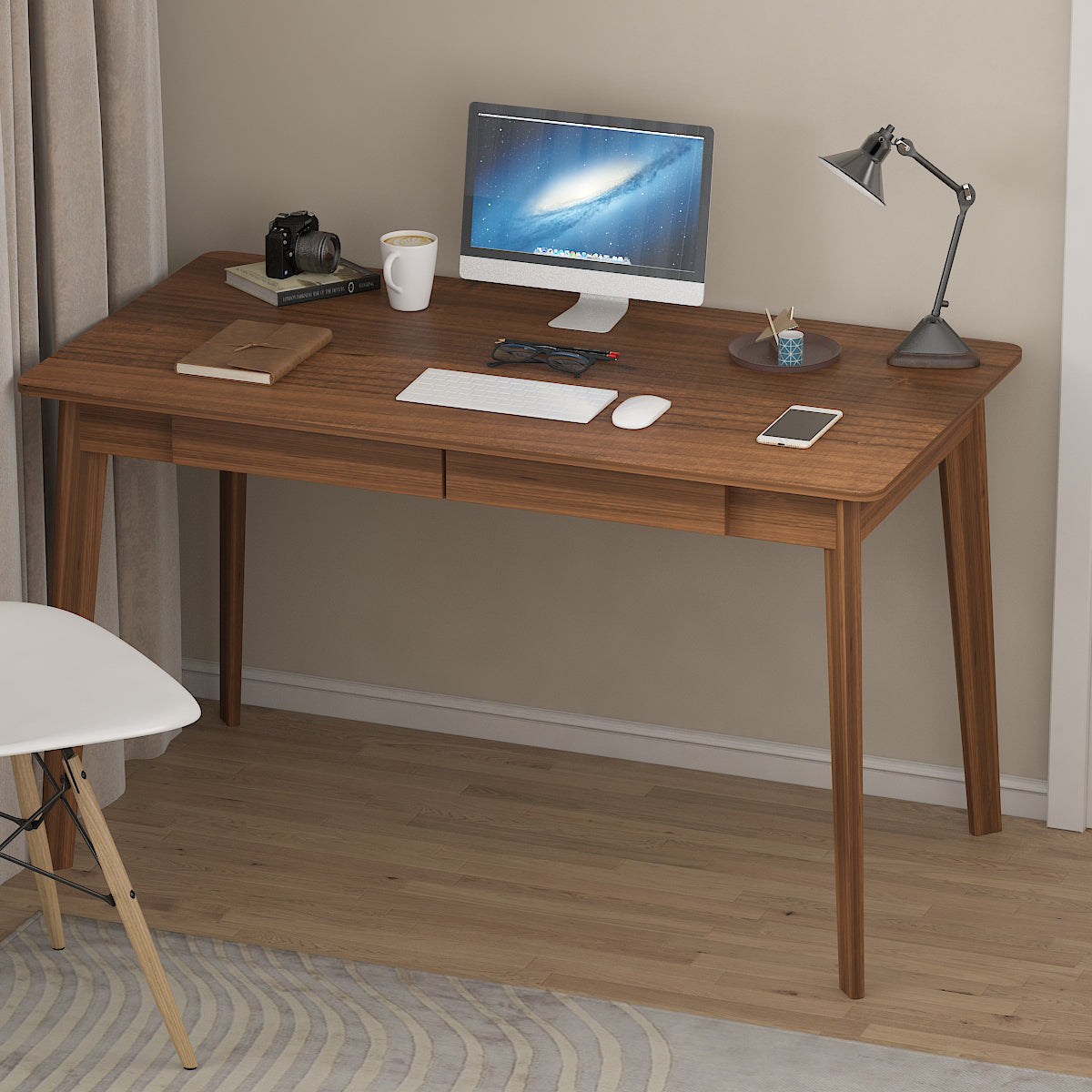 Bureau minimaliste en bois, large et robuste, 47,2 cm de large.