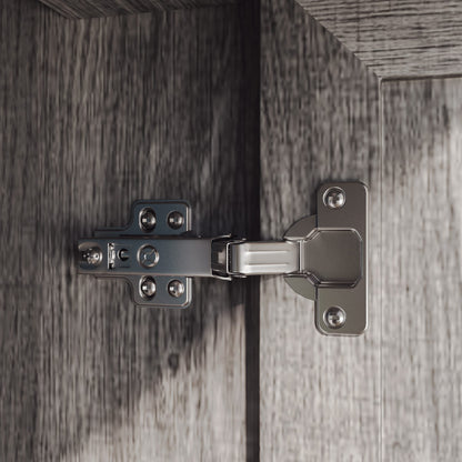 Meuble de rangement modulaire élégant : design épuré et combinaison de compartiments ouverts et fermés.