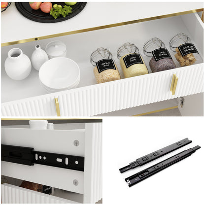 Buffet large noir avec tiroir et portes escamotables