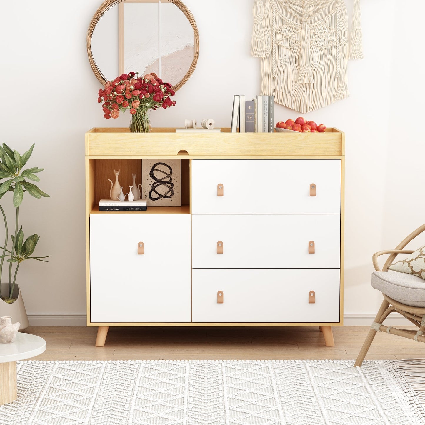 Table à langer pour bébé, commode à 4 tiroirs pour chambre d'enfant, table à langer