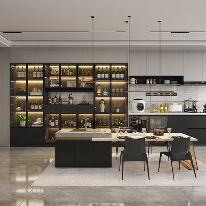 Vitrine de rangement avec éclairage LED et portes en verre trempé