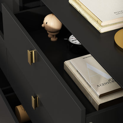 Buffet/commode à 6 tiroirs avec pieds en métal pour le rangement à domicile