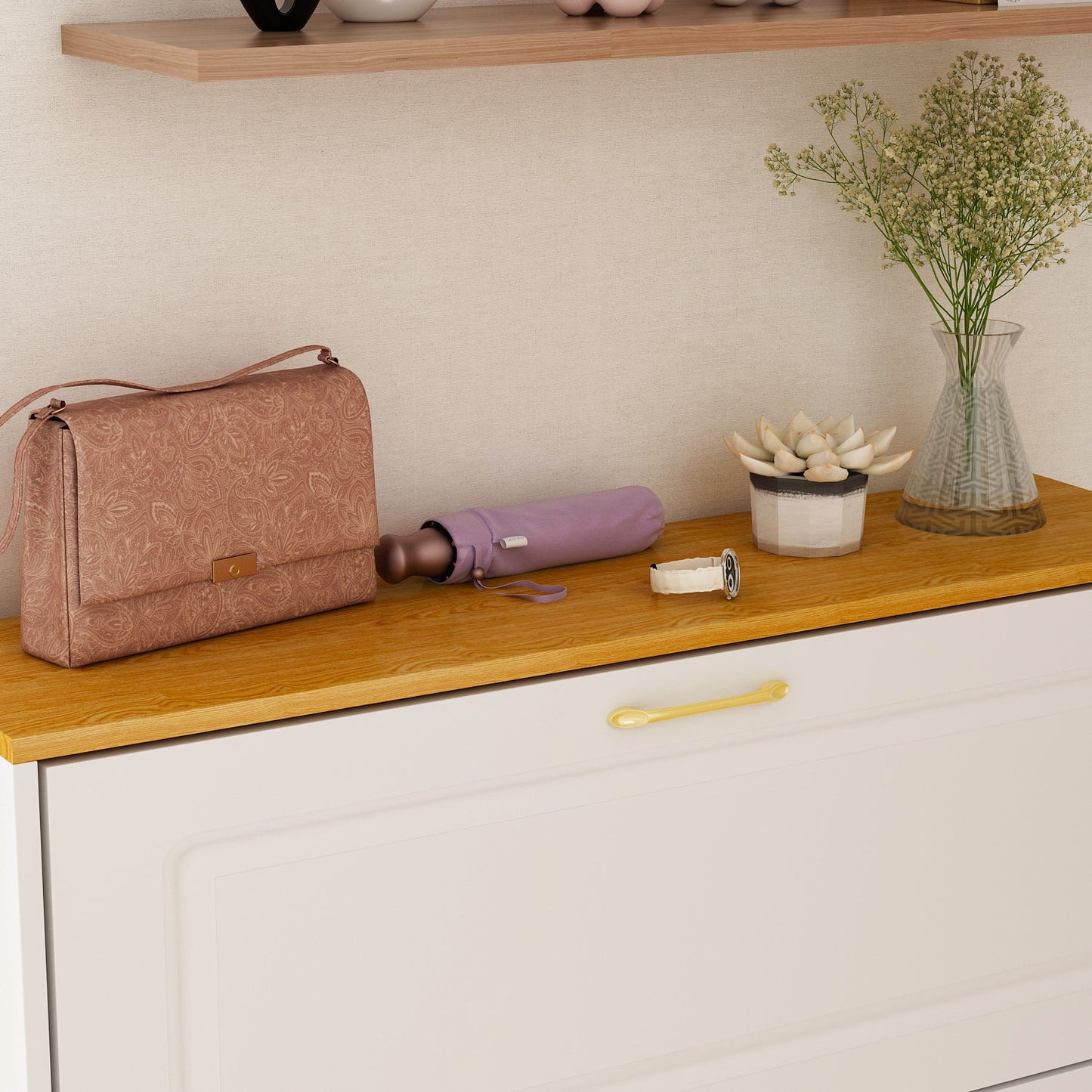 Meuble à chaussures moderne avec 3 compartiments et 1 casier - Organisateur de chaussures pour entrée