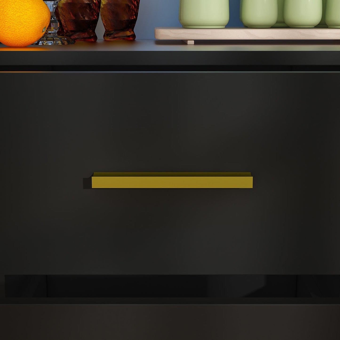 Meuble de rangement à 3 tiroirs et 2 portes, pieds en métal, pour salle à manger et salon