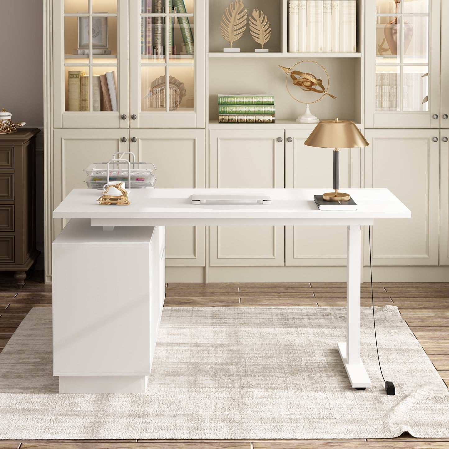 Bureau assis-debout à hauteur réglable avec système de levage électrique, bureau de 54 pouces avec mémoires de position