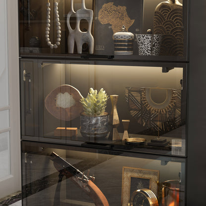 Vitrine vitrée à 4 niveaux avec éclairage LED