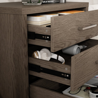 Table de chevet à 3 tiroirs avec compartiment caché