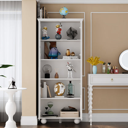 Armoire de rangement avec portes vitrées et étagères réglables 