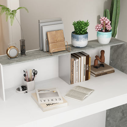 Bureau d'accueil rectangulaire de 86,6 pouces de large avec étagères ouvertes