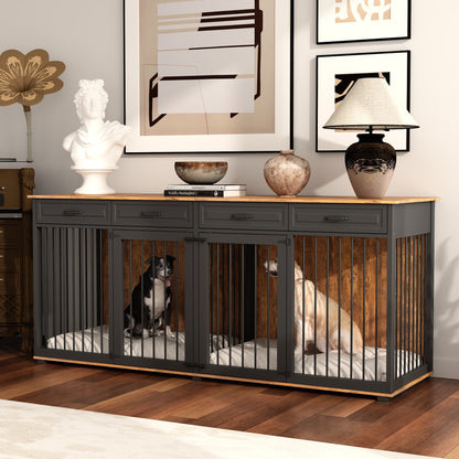 Grand meuble pour cage de chien avec 4 tiroirs et séparateurs