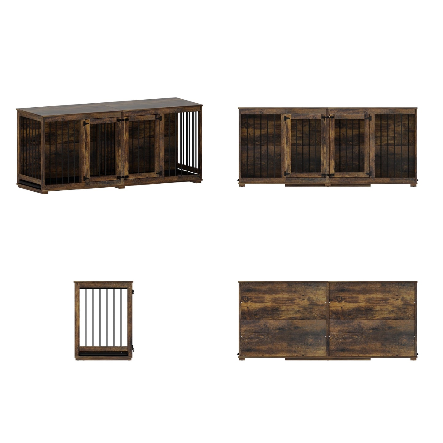 Cage pour animaux de compagnie à double porte de grande taille avec structure renforcée en acier