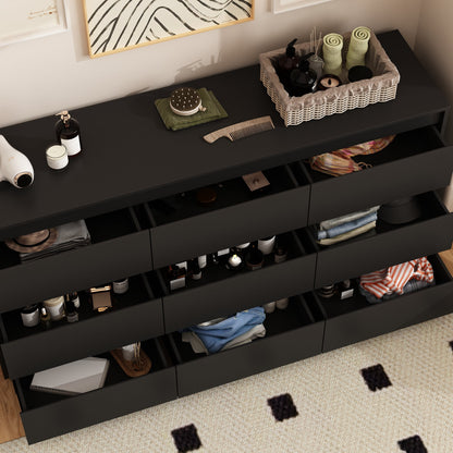 Buffet large à trois tiroirs avec rangement et 9 tiroirs