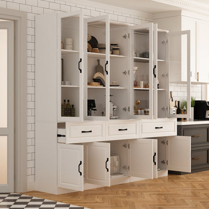 Grande vitrine d'angle avec étagère de rangement et bibliothèque combinées