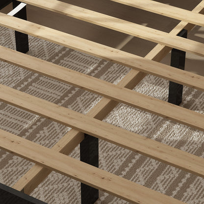 Cadre de lit en bois massif - Hévéa et pin, design élégant et robustesse, format Queen