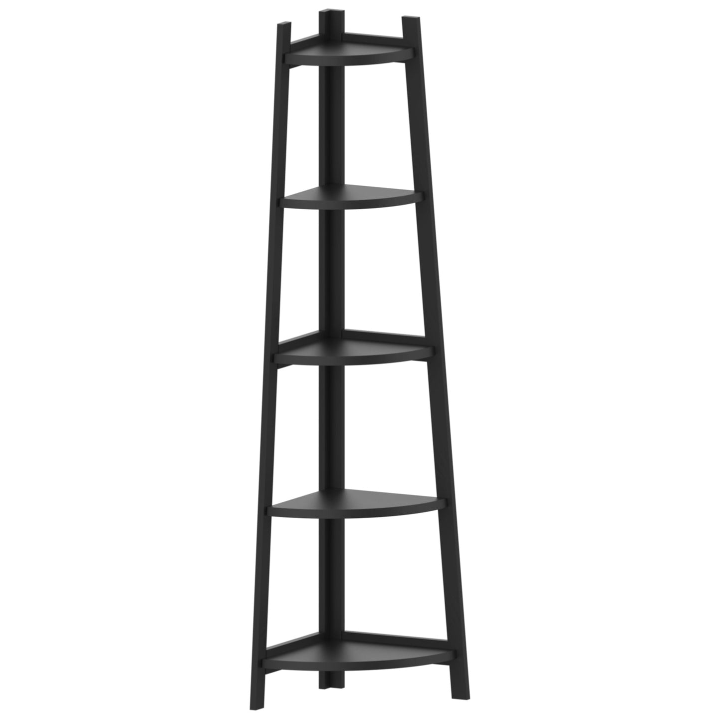 Étagère d'angle rustique à 5 niveaux, bibliothèque d'angle industrielle, étagère échelle, support pour plantes pour salon 