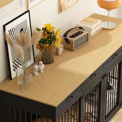 Grand meuble pour cage de chien avec 4 tiroirs et séparateurs