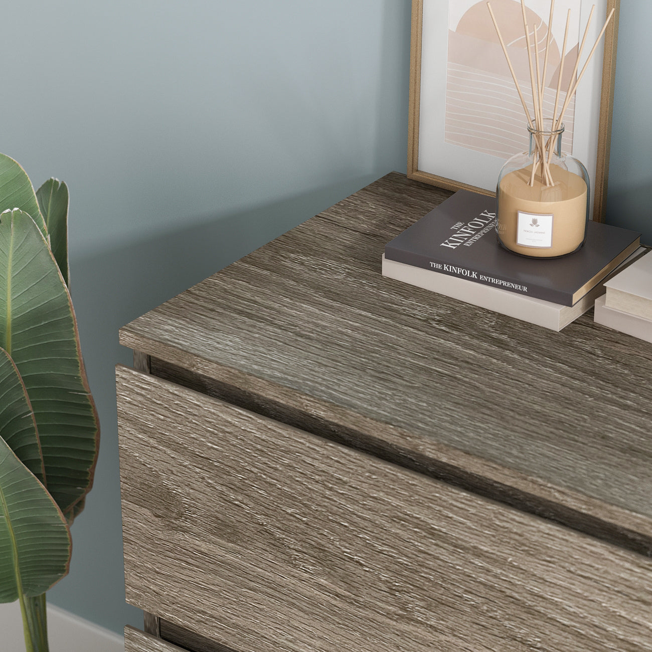 Commode à 3 tiroirs, buffet blanc avec 3 tiroirs sans poignées 