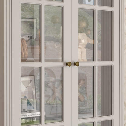 Bibliothèque vitrine avec 2 tiroirs et portes vitrées