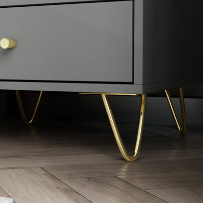 Table de chevet moderne avec pieds en bois massif, table d'appoint minimaliste et polyvalente à 3 tiroirs