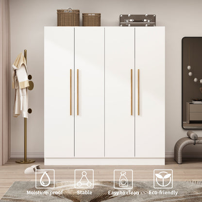 Armoire de rangement en bois manufacturé, grande penderie familiale avec barres de suspension