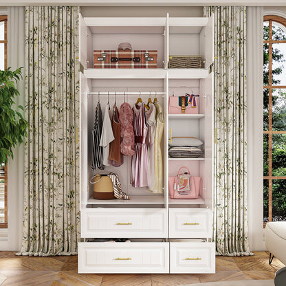 Armoire de rangement pour vêtements avec poignées en métal pour petits espaces