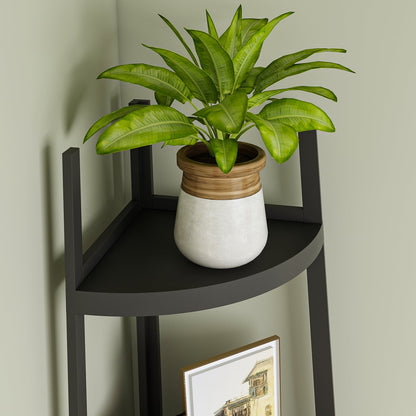 Étagère d'angle rustique à 5 niveaux, bibliothèque d'angle industrielle, étagère échelle, support pour plantes pour salon 