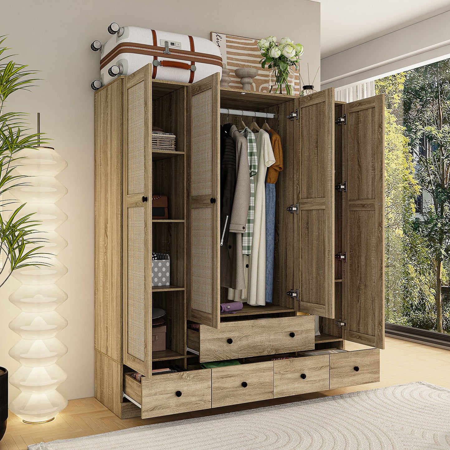 Armoire de style rustique avec 4 portes tressées en vigne