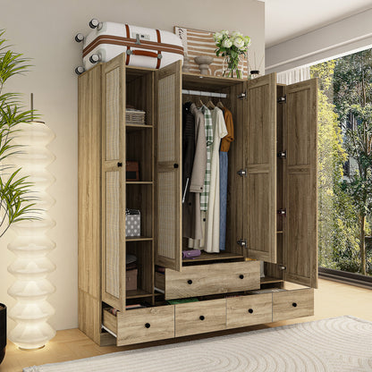 Armoire de style rustique avec 4 portes tressées en vigne