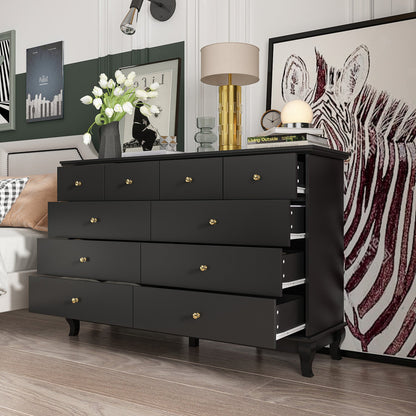 Commode double avec tiroirs et portes à poignées argentées