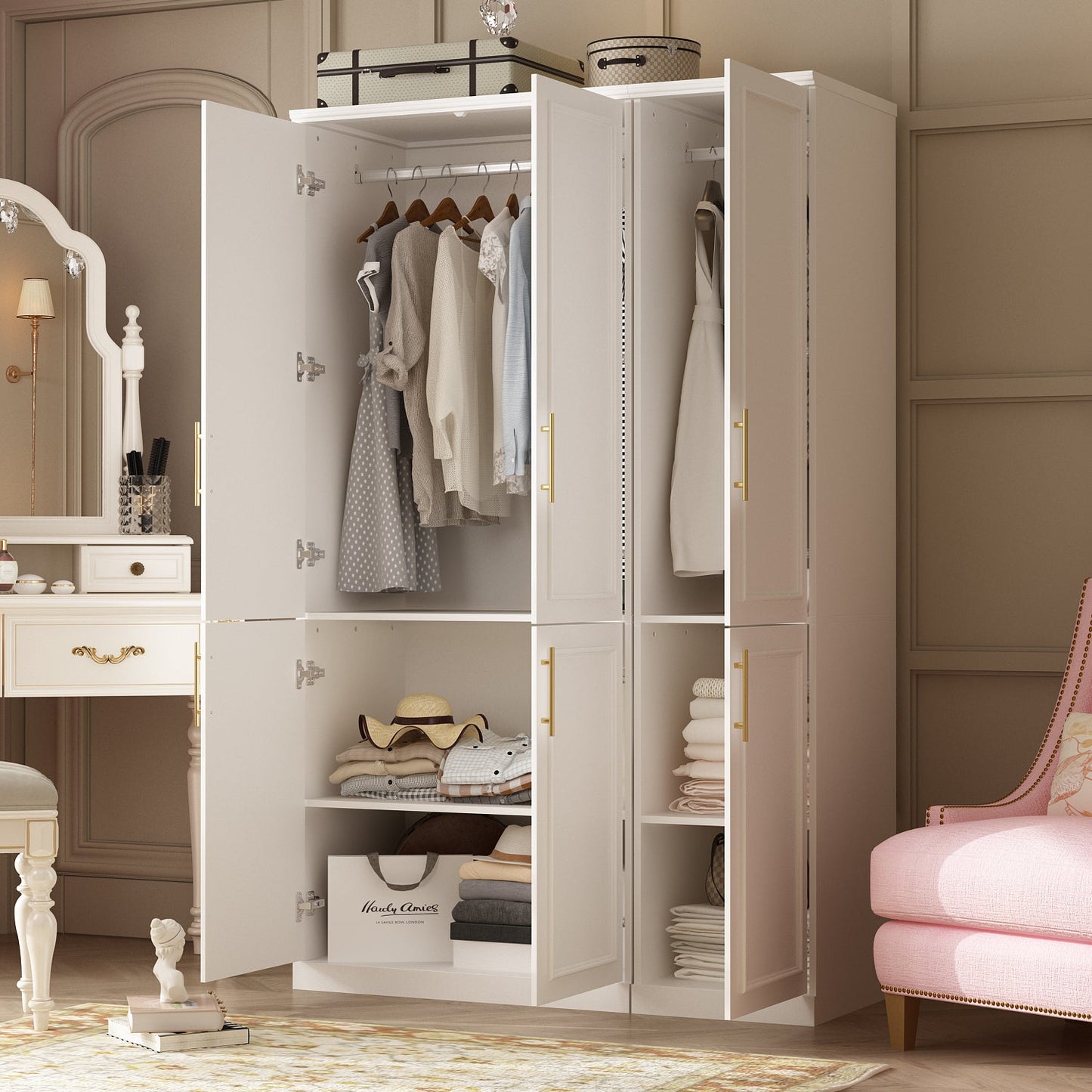 Armoire modulaire de grande taille (74,8 cm) avec portes et tiroirs en verre
