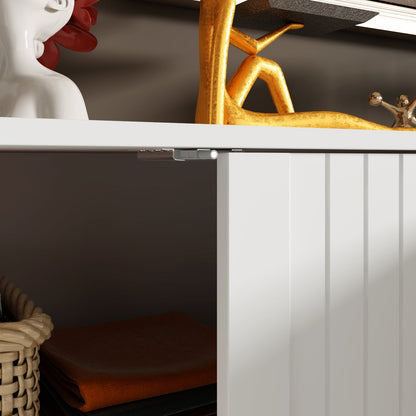 Buffet console en finition blanche, 4 portes en forme de U