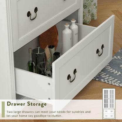 Bibliothèque vitrine avec 2 tiroirs et portes vitrées