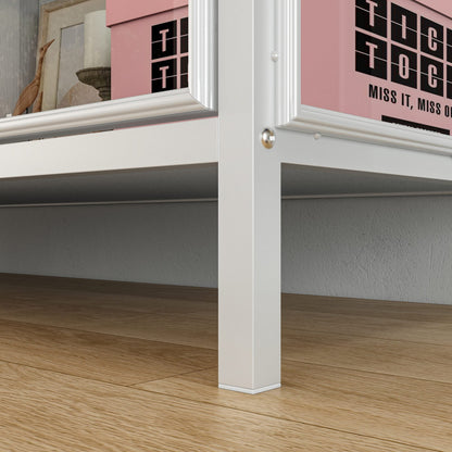 Buffet de 140 cm de large avec portes vitrées et éclairage LED