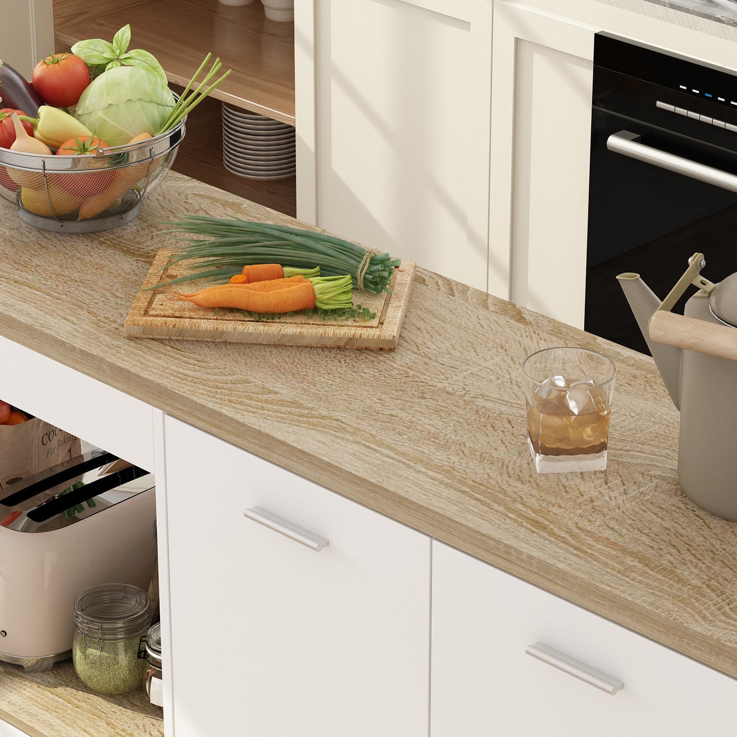 Îlot de cuisine avec rangements ouverts et étagère réglable, style moderne